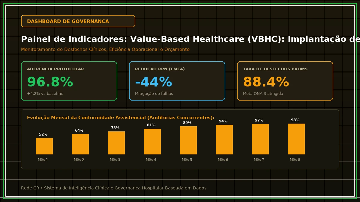 Painel Executivo de Indicadores de Gestão Hospitalar, Dashboards Clínicos e Curva S do Projeto - Value-Based Healthcare (VBHC): Implantação de Escritório de Valor e PROMs/PREMs