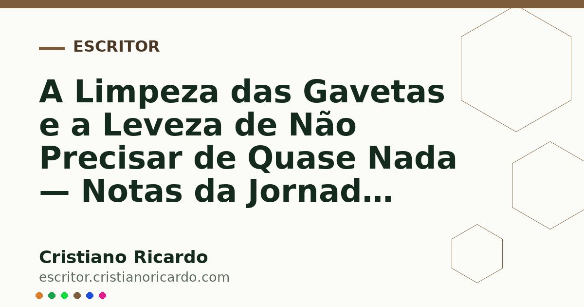 Card OG automático: A Limpeza das Gavetas e a Leveza de Não Precisar de Quase Nada — Notas da Jornada (2005)