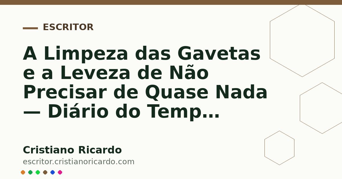 Card OG automático: A Limpeza das Gavetas e a Leveza de Não Precisar de Quase Nada — Diário do Tempo (2006)