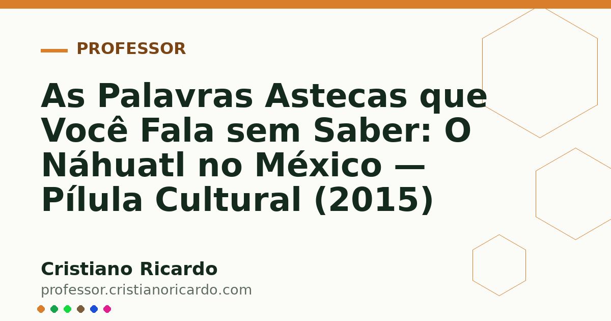 Card OG automático: As Palavras Astecas que Você Fala sem Saber: O Náhuatl no México — Pílula Cultural (2015)