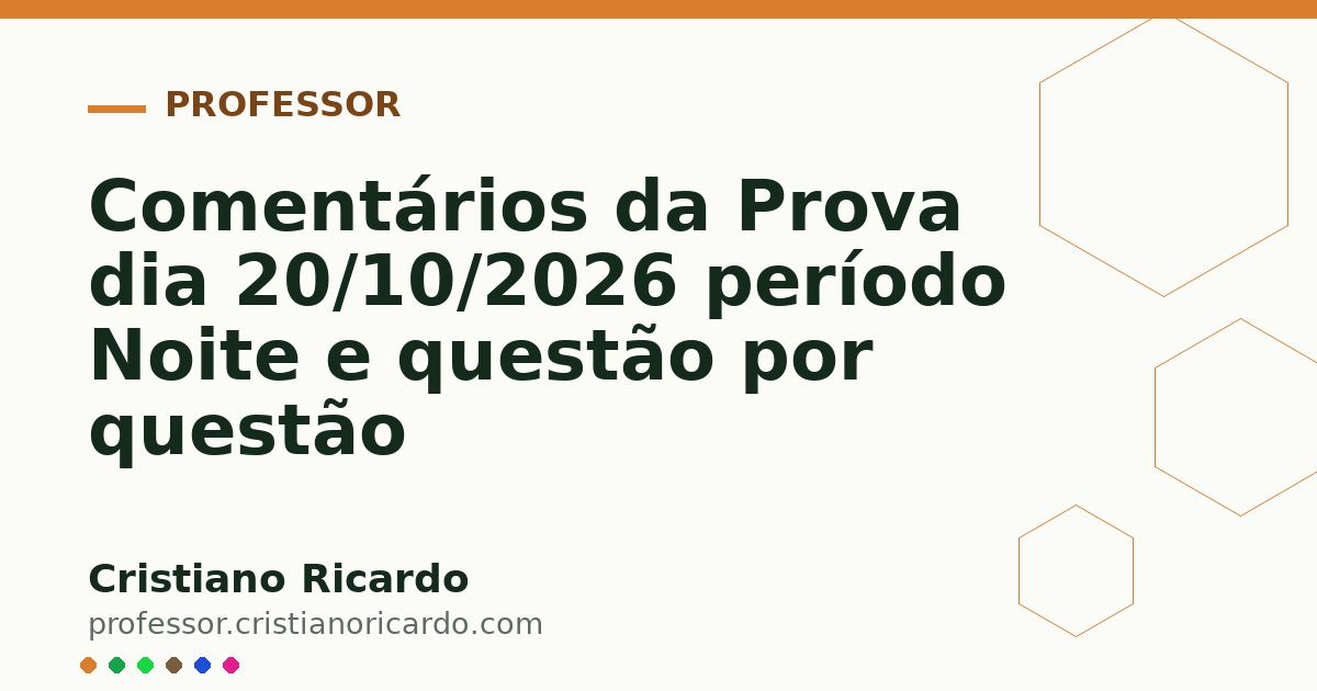 Capa ilustrativa do artigo: Comentários da Prova dia 20/10/2026 período Noite e questão por questão