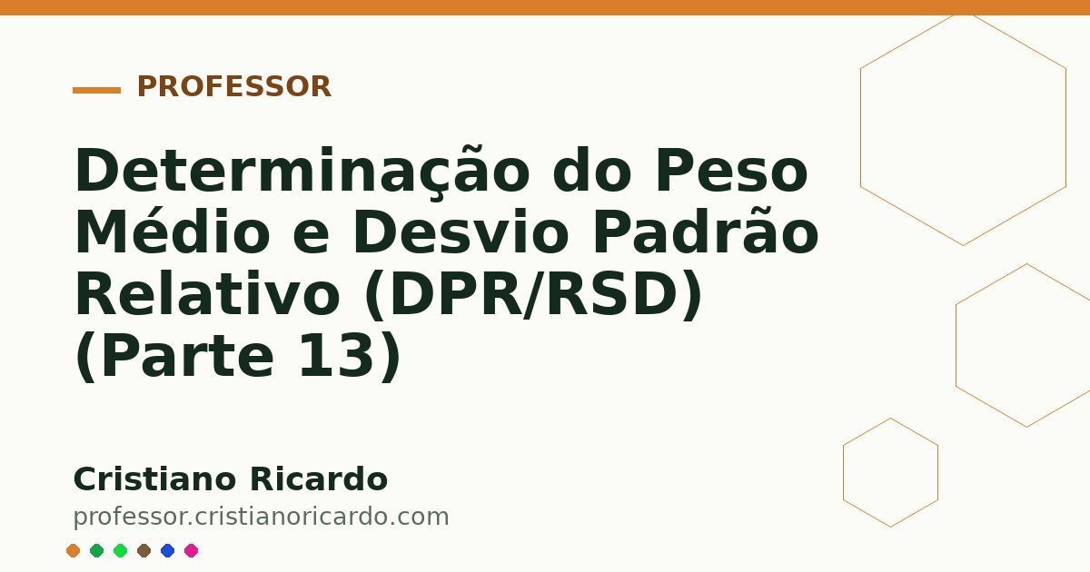 Card OG automático: Determinação do Peso Médio e Desvio Padrão Relativo (DPR/RSD) (Parte 13)