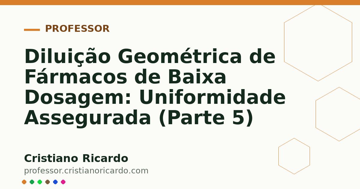 Card OG automático: Diluição Geométrica de Fármacos de Baixa Dosagem: Uniformidade Assegurada (Parte 5)