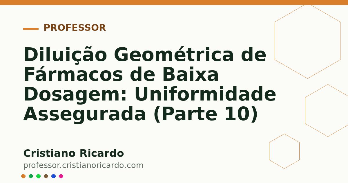 Card OG automático: Diluição Geométrica de Fármacos de Baixa Dosagem: Uniformidade Assegurada (Parte 10)