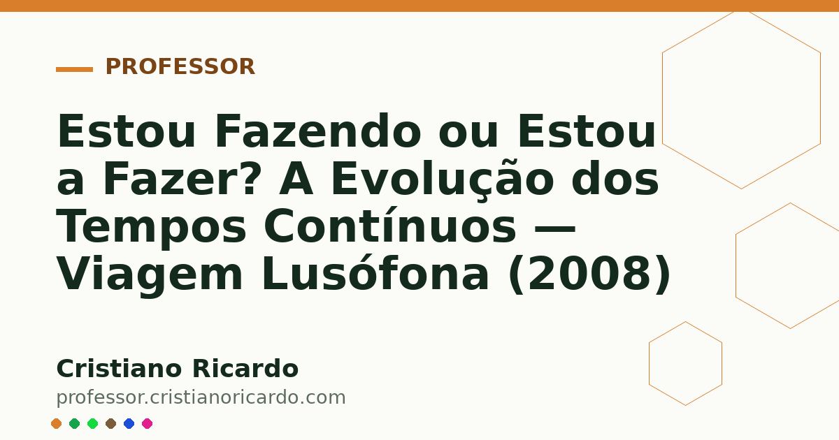 Card OG automático: Estou Fazendo ou Estou a Fazer? A Evolução dos Tempos Contínuos — Viagem Lusófona (2008)
