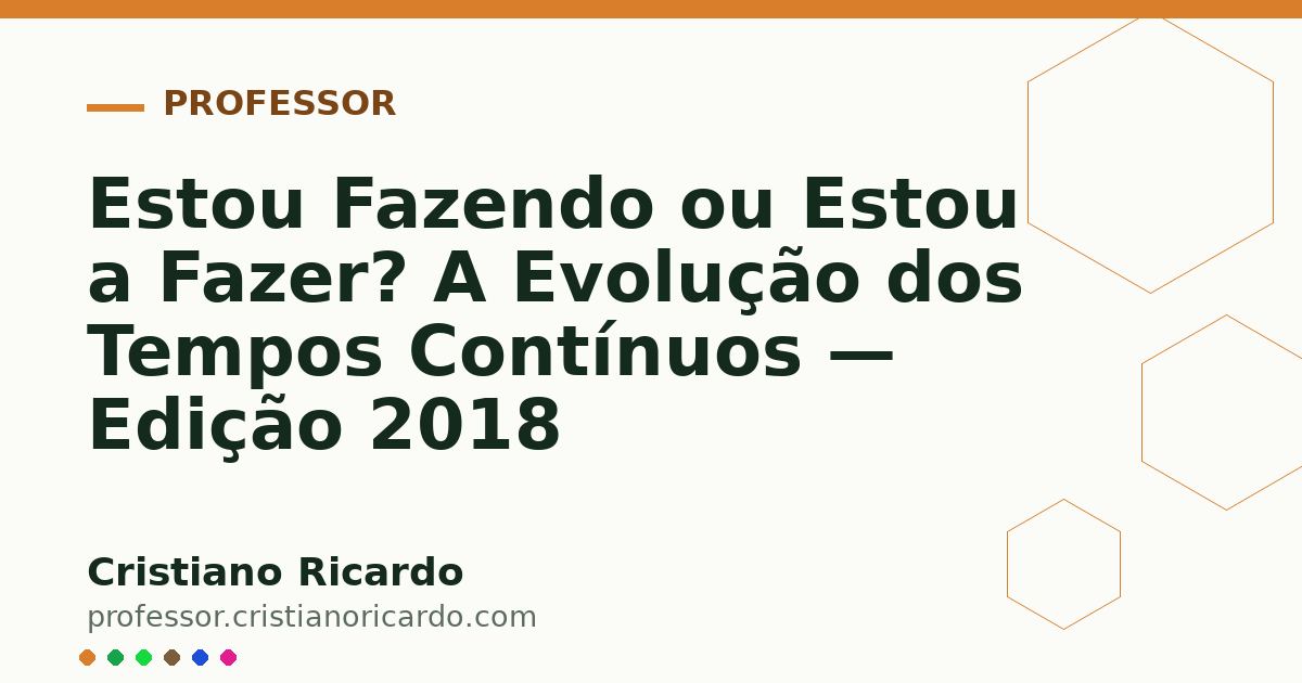 Card OG automático: Estou Fazendo ou Estou a Fazer? A Evolução dos Tempos Contínuos — Edição 2018
