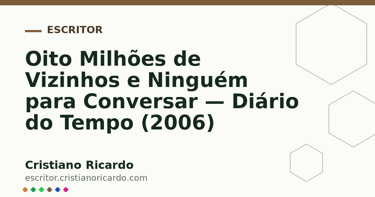 Card OG automático: Oito Milhões de Vizinhos e Ninguém para Conversar — Diário do Tempo (2006)