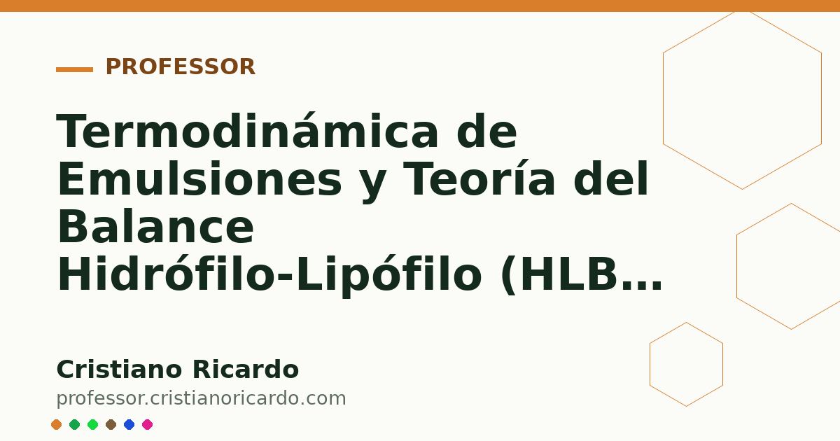 Card OG automático: Termodinámica de Emulsiones y Teoría del Balance Hidrófilo-Lipófilo (HLB) (Tratado de Farmacotecnia 2022)