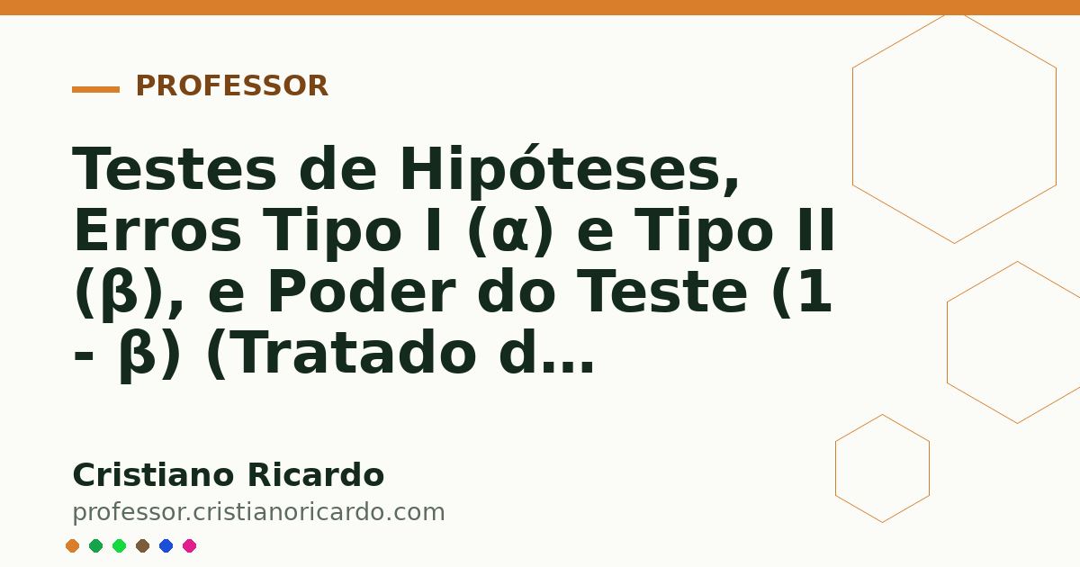 Card OG automático: Testes de Hipóteses, Erros Tipo I (α) e Tipo II (β), e Poder do Teste (1 - β) (Tratado de Bioestatística Clínica 2026)